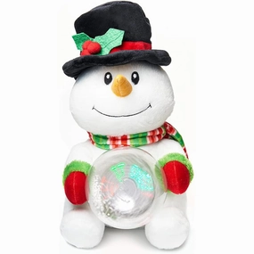 Cuddle Barn - Snowglobe Stormy | Animated Christmas Snowman with LED Lights Stuffed Plush Snowman Frosty the Snowman 12"