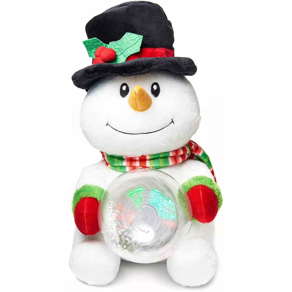 Cuddle Barn - Snowglobe Stormy | Animated Christmas Snowman with LED Lights Stuffed Plush Snowman Frosty the Snowman 12"