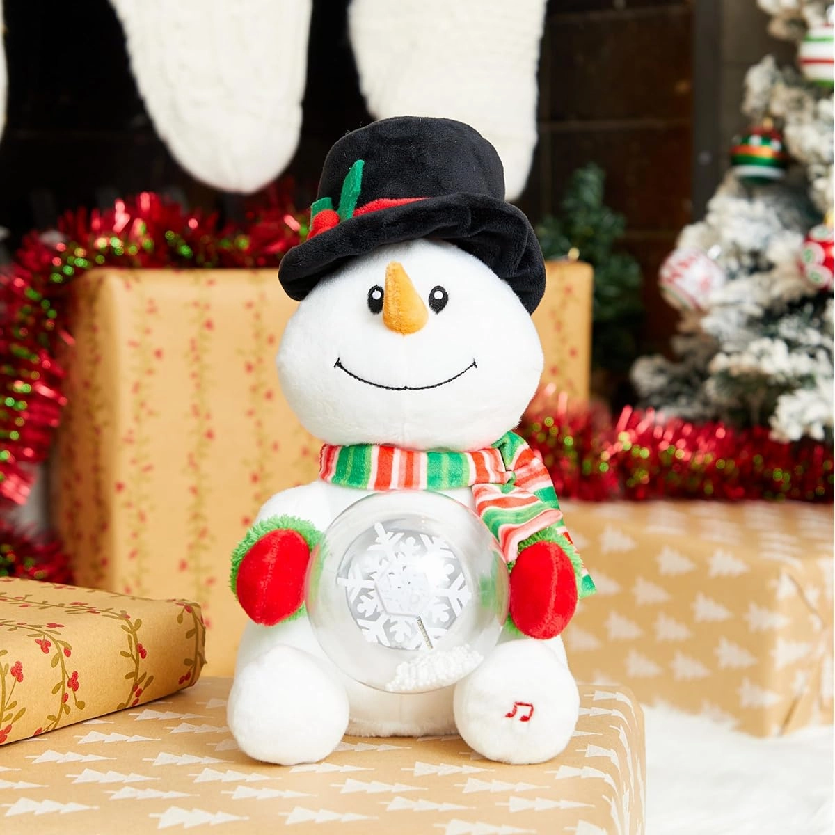 Cuddle Barn - Snowglobe Stormy | Animated Christmas Snowman with LED Lights Stuffed Plush Snowman Frosty the Snowman 12"