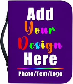 Custom Bible Cover Case with Photo Name Logo Design Your Own PU Leather Bible Covers for Women Girls Bible Carrier Bag, Indigo, Fit 6"x9" Bible