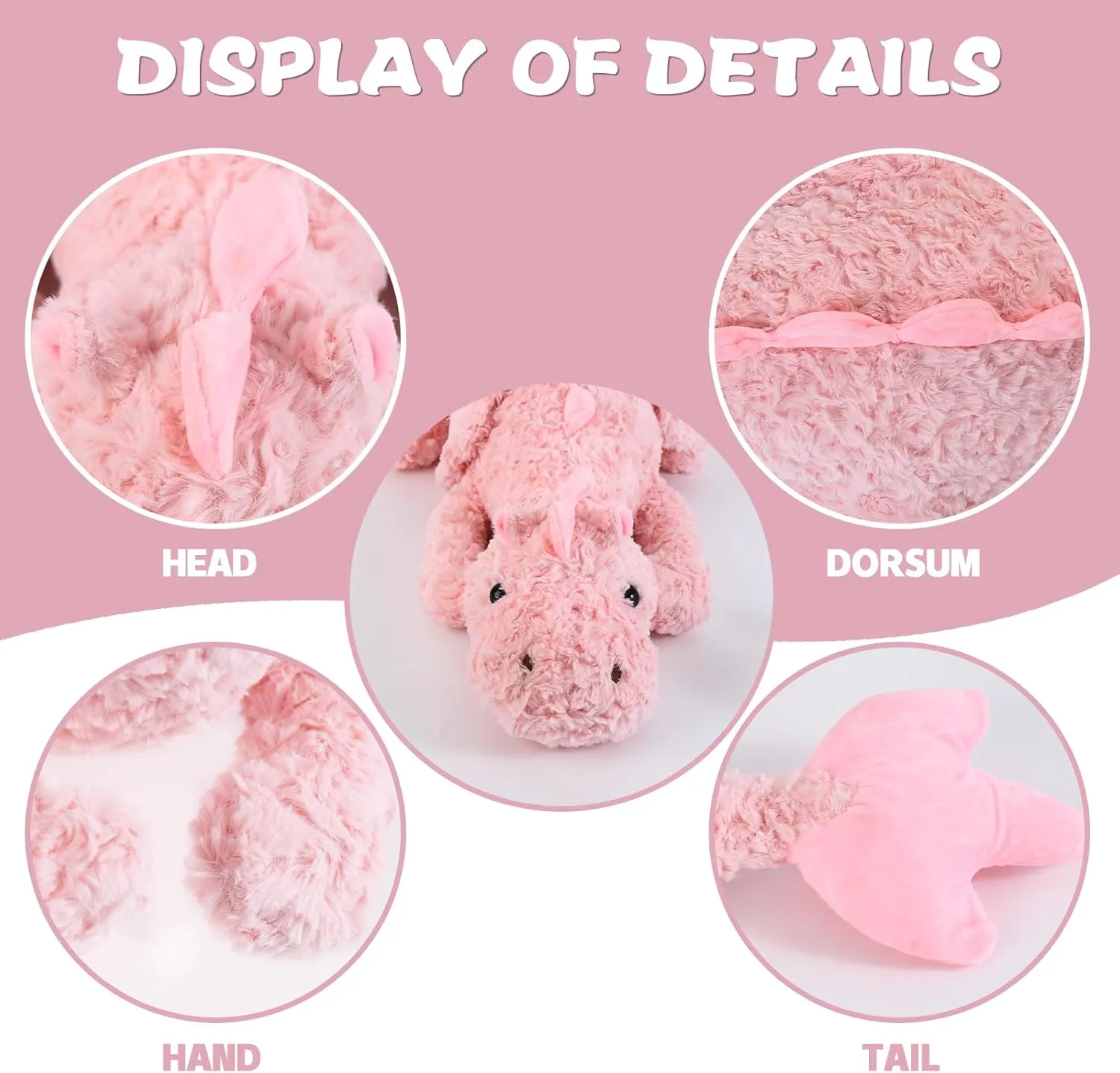Cute Lucky Dragon Plush Pillow,Soft Flying Dragon Stuffed Animals-35.3inch Large Kawaii Dragon Animal Plushies Toy,Perfect Birthday Present for Adults and Children,Pink