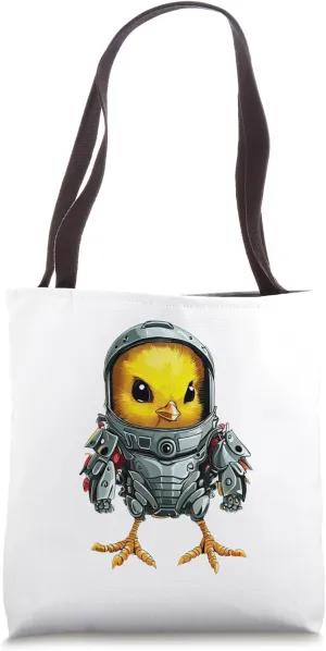 Cute Robot Cyborg Chick Mech Futuristic Avian Design Tote Bag