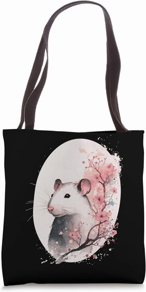Cute Pet Rat Japanese Cherry Blossom Sakura Flower Rat Tote Bag