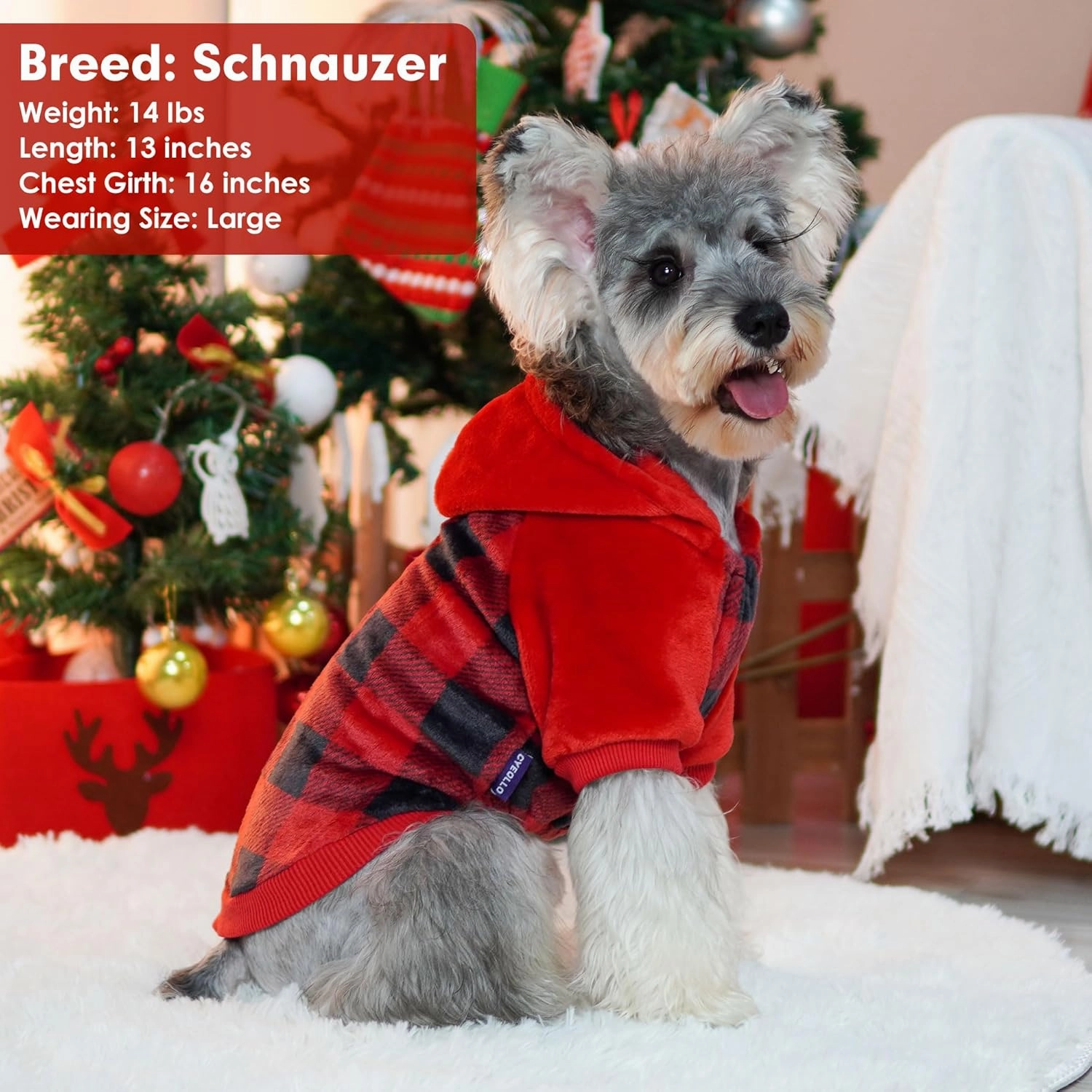 cyeollo Dog Sweater Hoodie Warm Flannel Sweatshirt Thermal Buffalo Plaid Winter Coats Dog Hoodies for Small Dogs