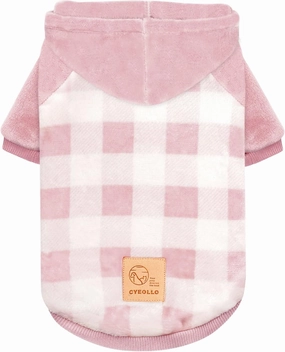 cyeollo Dog Sweater Warm Dog Winter Coat Pink Plaid New Year Dog Hoodie Flannel Sweatshirt Doggie Coats Dog Clothes for Small Dogs Size XL
