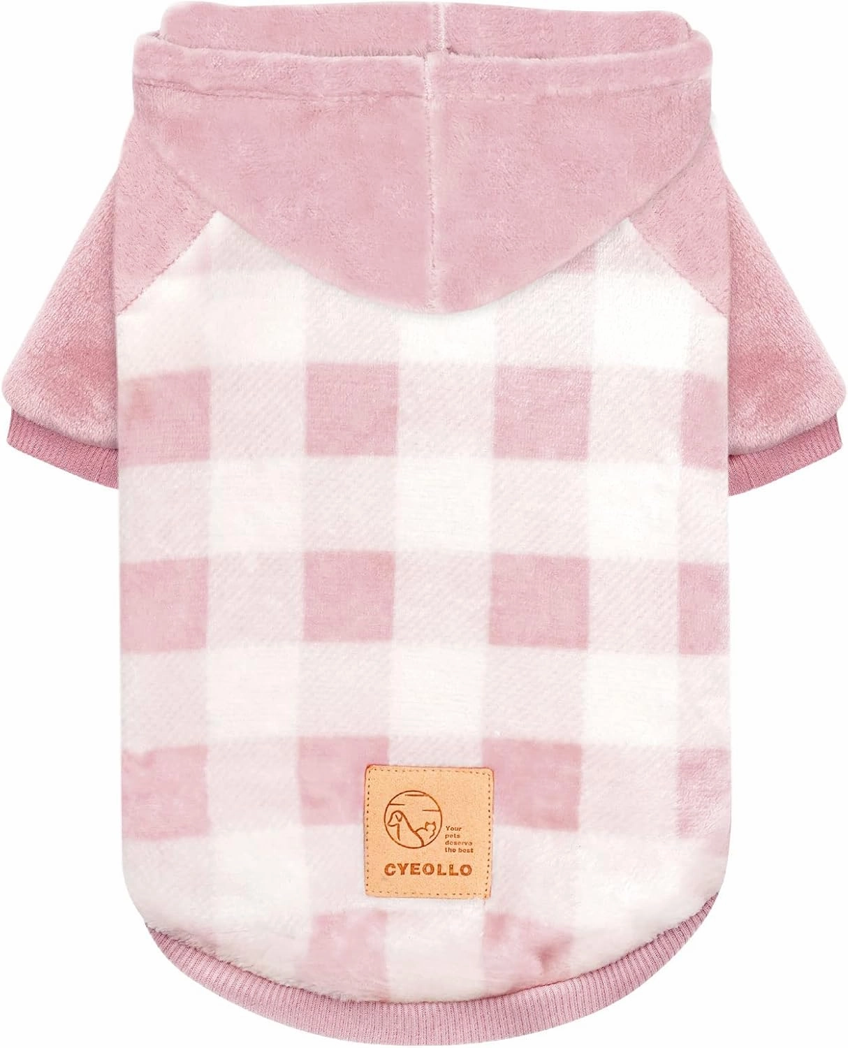 cyeollo Dog Sweater Warm Dog Winter Coat Pink Plaid New Year Dog Hoodie Flannel Sweatshirt Doggie Coats Dog Clothes for Small Dogs Size XL