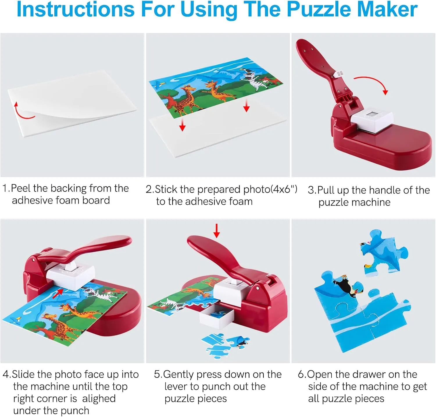 CYFUN DESIGN Puzzle Maker with 10 Adhesive Foam Picture & Photo Cutter, DIY Paper, Craft & Handmade Passer Puncher for 4x6 Puzzles