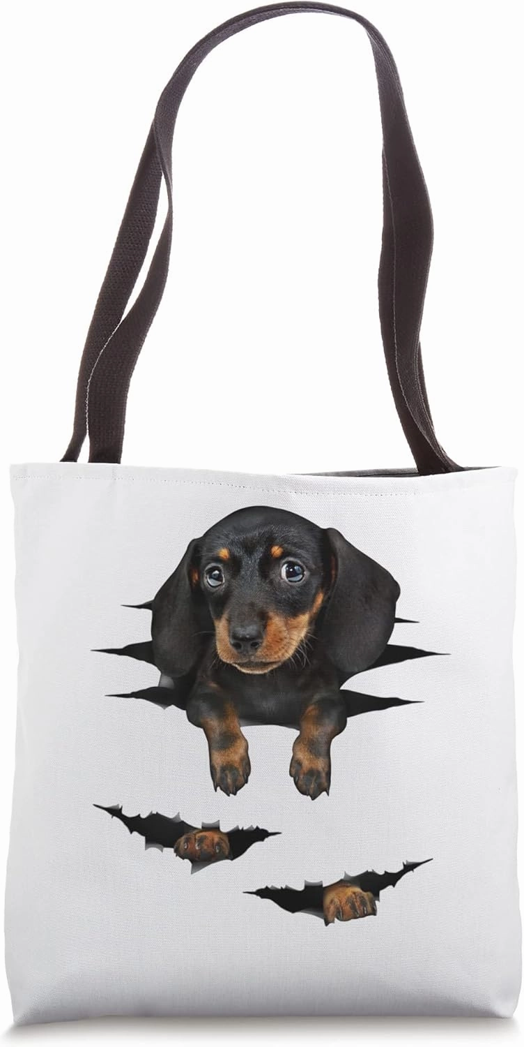 Dachshund Puppy Breakthrough Tote Bag