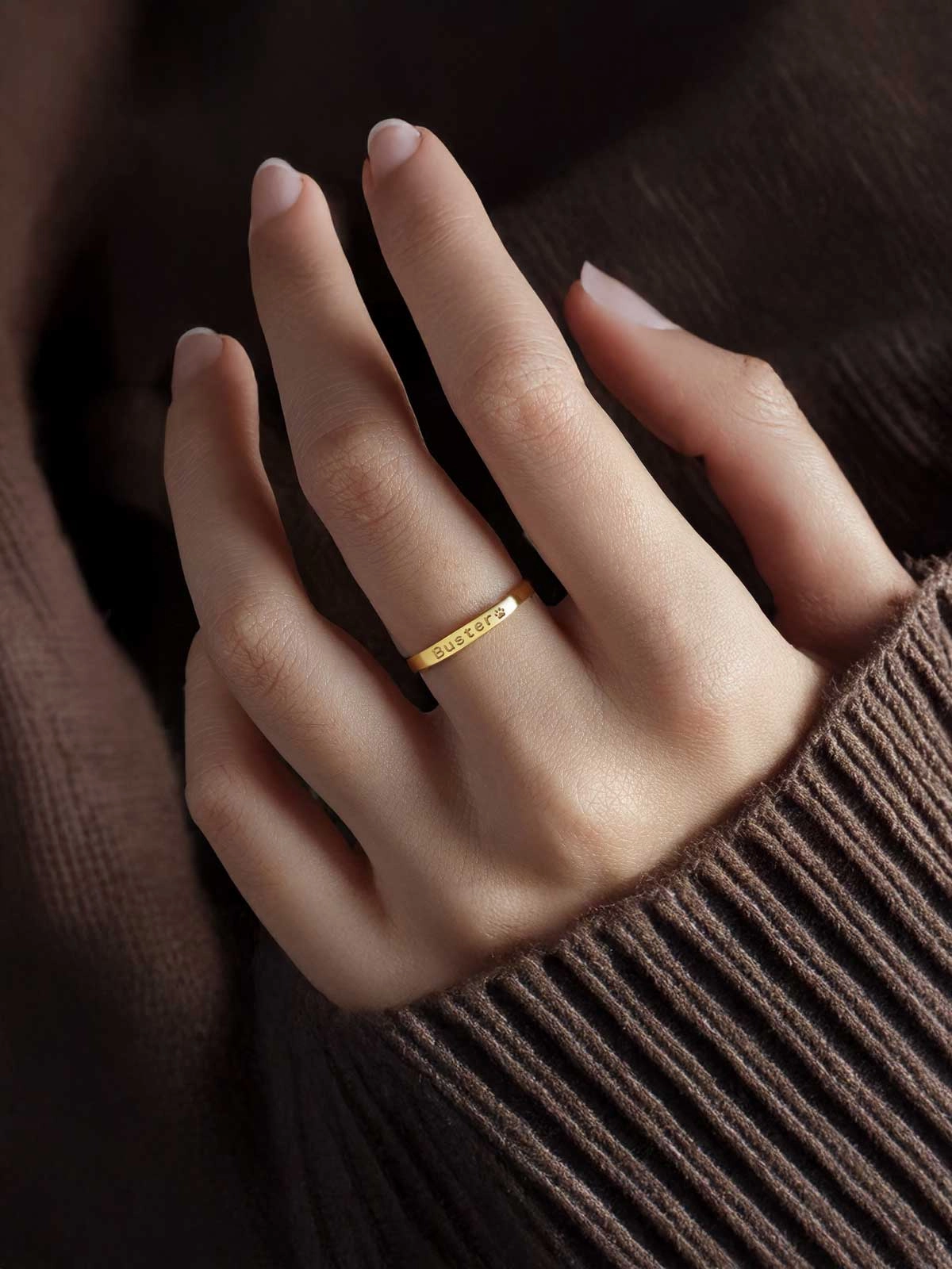 Dainty Stackable Pet Ring - 1.5mm Band With 2.5mm Center (Copy)