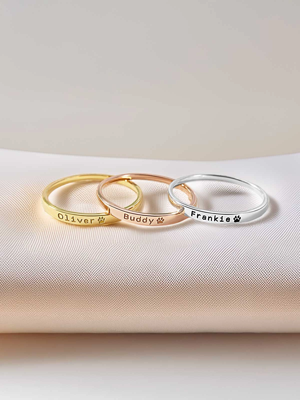 Dainty Stackable Pet Ring - 1.5mm Band With 2.5mm Center