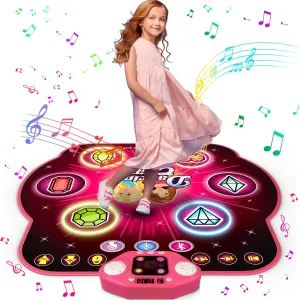 Dance Mat Toys for 3-12 Year Old Girls, 6-Button Kids Dance Mats Bluetooth Dance Pad, Light-up 6 Game Modes Dance Mat for Kids, Christmas/Birthday Gifts for 3-5 6 7 8 9 10  Year Old Kid