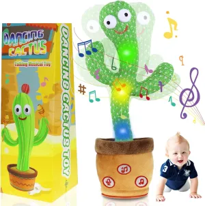 Dancing Cactus Talking Baby Toys, Talking Cactus Mimicking Toys Repeating What You Say Singing Recording with Volume Adjustable & 120 English Songs Plush Toy Birthday Gifts for Kids Boys Girls