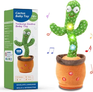 Dancing Talking Cactus Toy, Toddlers' Mimicking Singing Cactus Toy Records Repeats What You Say, 120 Songs with Adjustable Volume Baby Toys for Girls Boys for Christmas Birthday