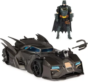 DC Comics, Crusader Batmobile Playset with Exclusive 4-inch Batman Figure, 3 Super-Villain Paper Figures, Kids Toys for Boys and Girls Ages 4 