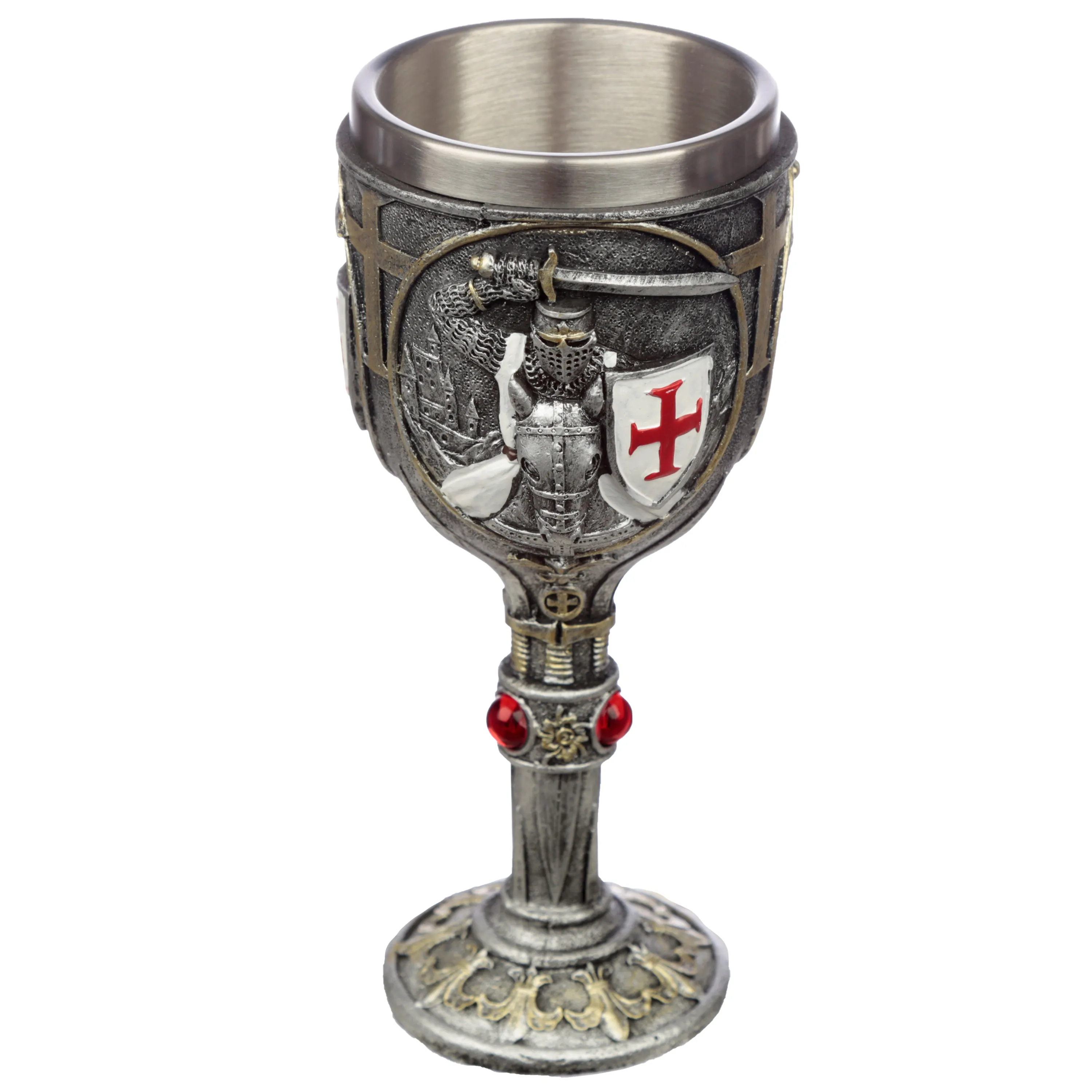 Decorative Crusader Knight on Horse Back Goblet