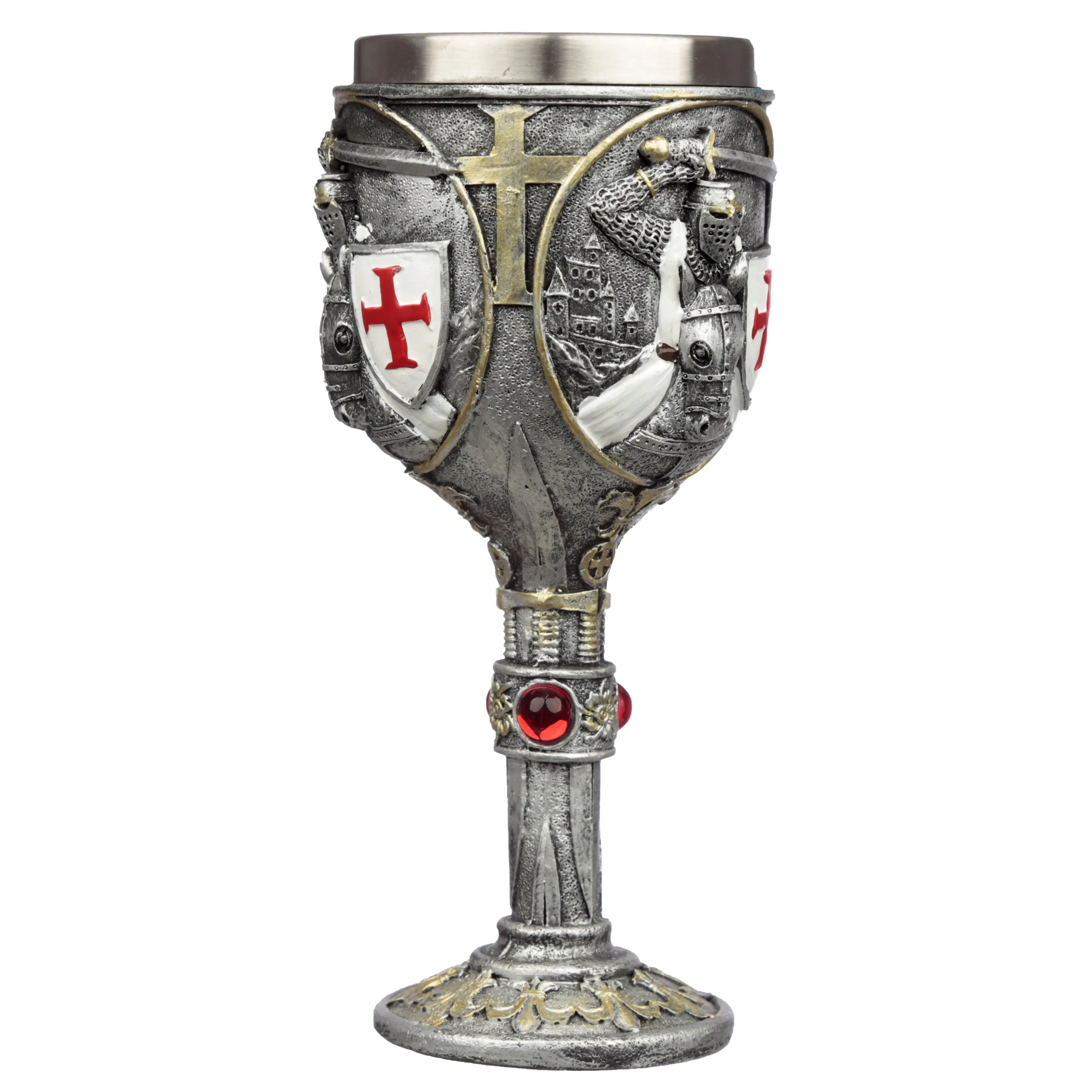 Decorative Crusader Knight on Horse Back Goblet