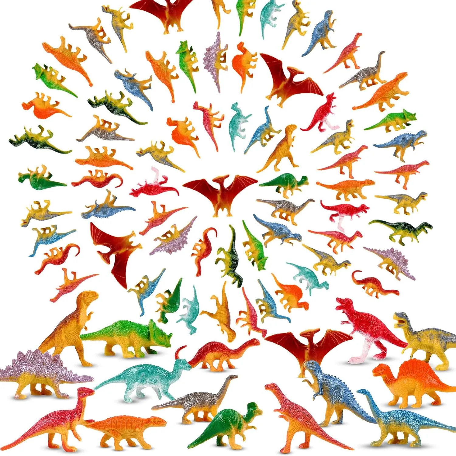 Deekin 300 Pcs Mini Dinosaur Figures Kids Birthday Gifts Mini Dinosaur Toys Bulk Cupcake Toppers Small Plastic Educational Figures Dino Party Favors for School Classroom Exchange Valentine Gift