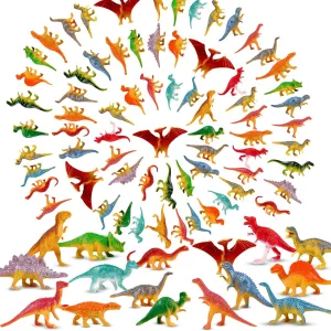Deekin 300 Pcs Mini Dinosaur Figures Kids Birthday Gifts Mini Dinosaur Toys Bulk Cupcake Toppers Small Plastic Educational Figures Dino Party Favors for School Classroom Exchange Valentine Gift