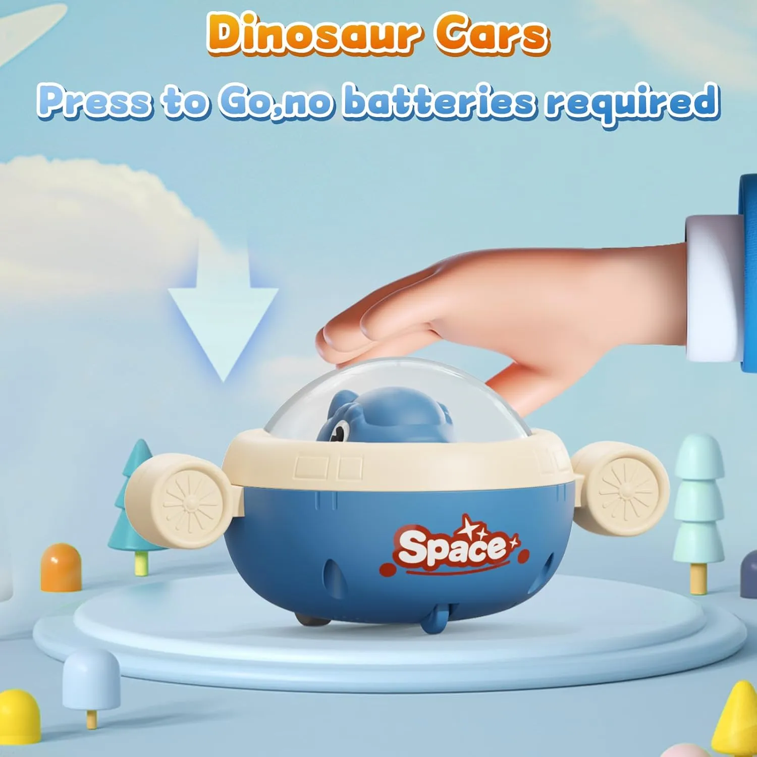 Dinosaur Toy Cars for Toddlers 1-3,4Pack Press and Go Cars Baby Toys 6-12-18 Months,1 Year Old Boy Toys Dino Car,Infant Car Toys for Ages 0-2,1st Birthday Gifts for 1 Year Old Boy