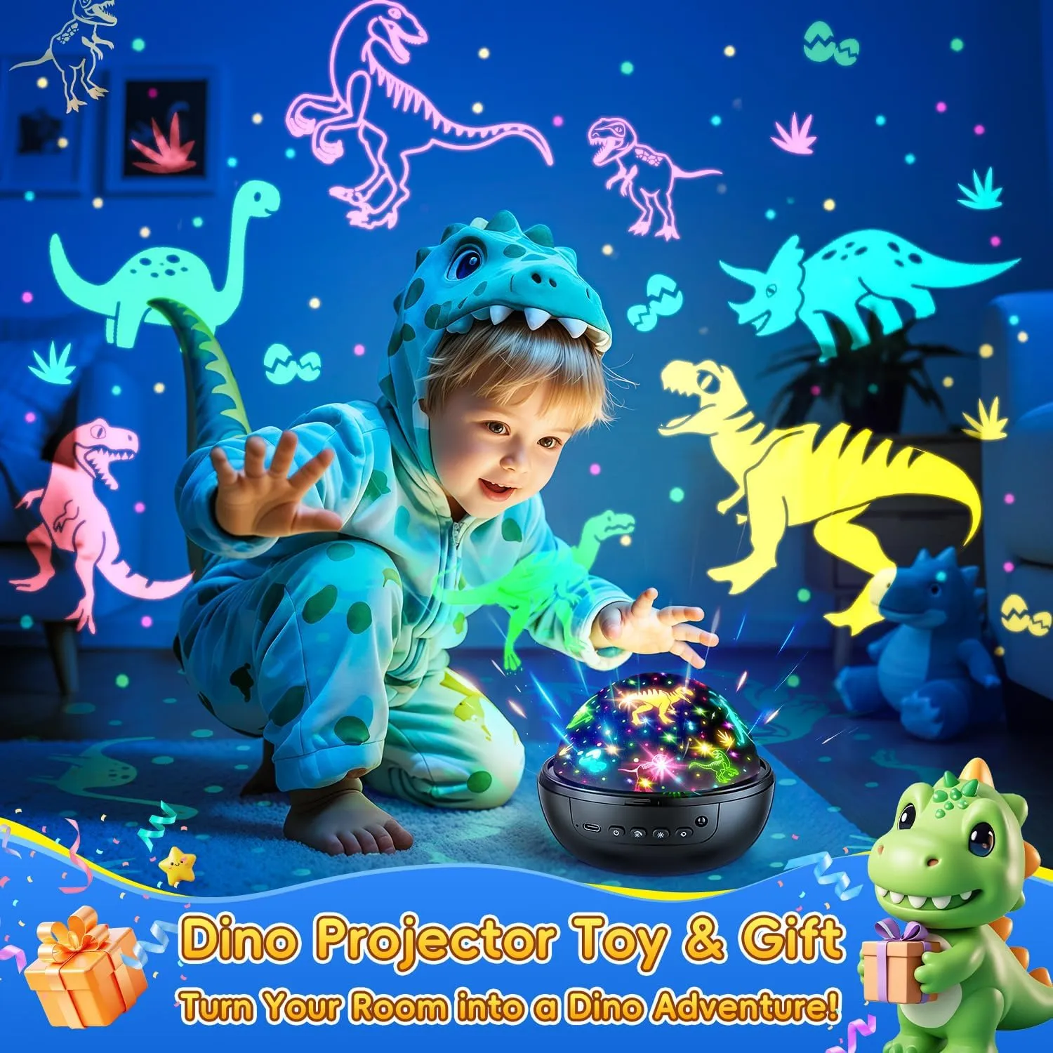 Dinosaur Toys for Kids 2-4,【Remote 3 Films 93 Effects】Dinosaur Toys for Kids 5-7,【3 Timer 5 Brightness】Toys for 5 Year Old Boy Toys Age 3,Rotate Night Light Projector,Toddler Night Light Projector