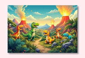Dinosaur Adventure: Prehistoric Playfulness Wall Art Poster