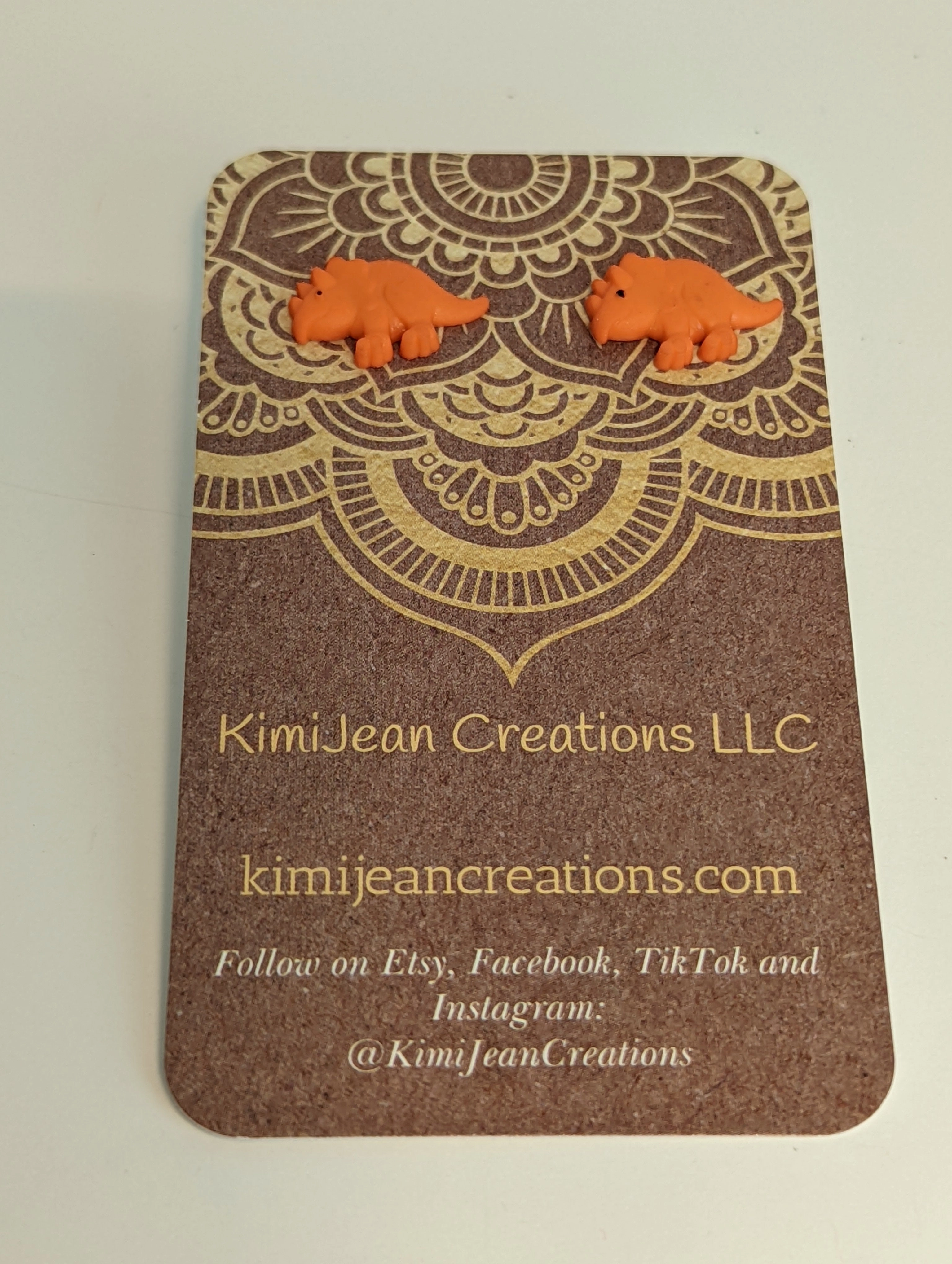 Dinosaur Triceratops Stud Earrings