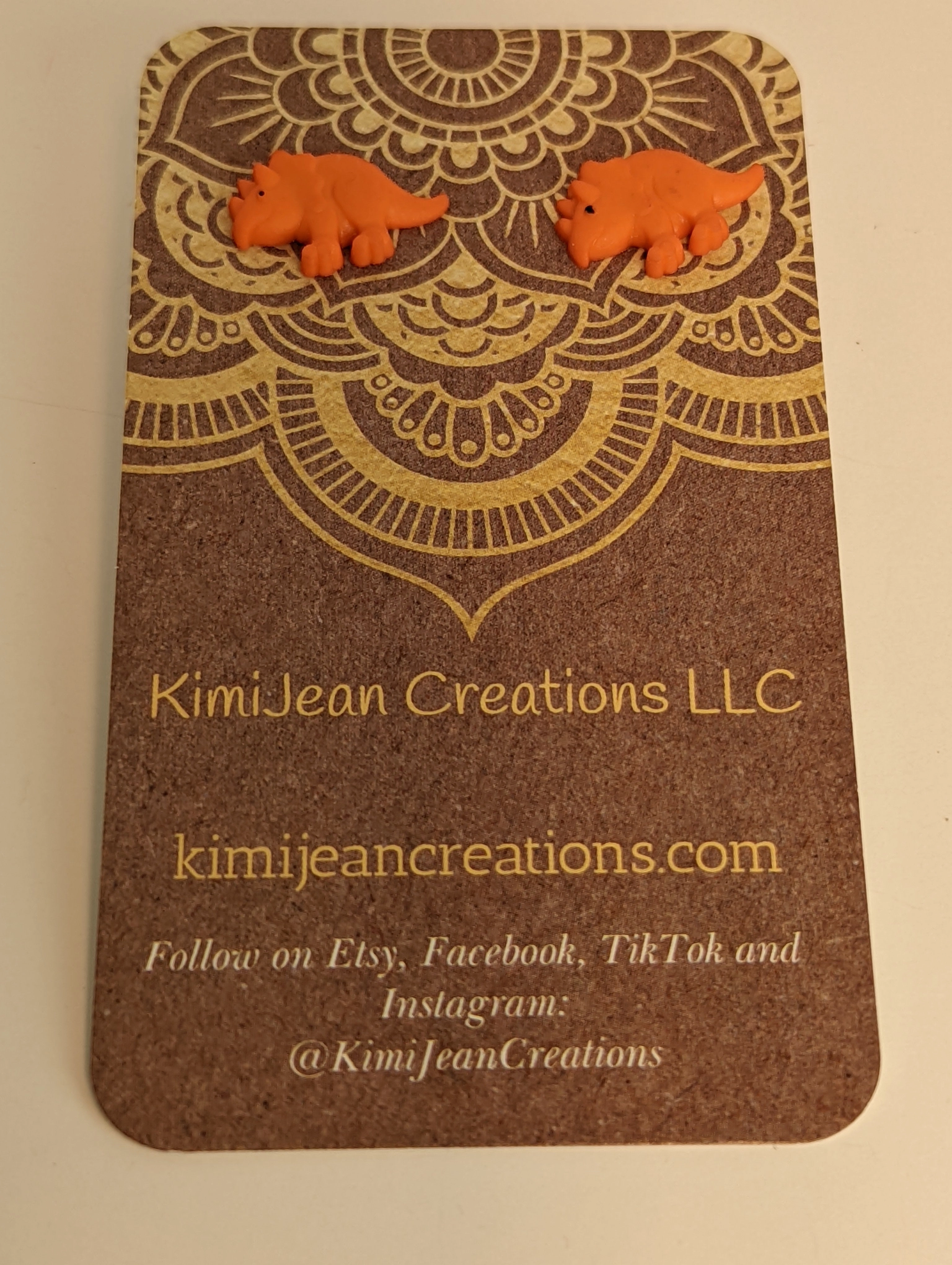 Dinosaur Triceratops Stud Earrings
