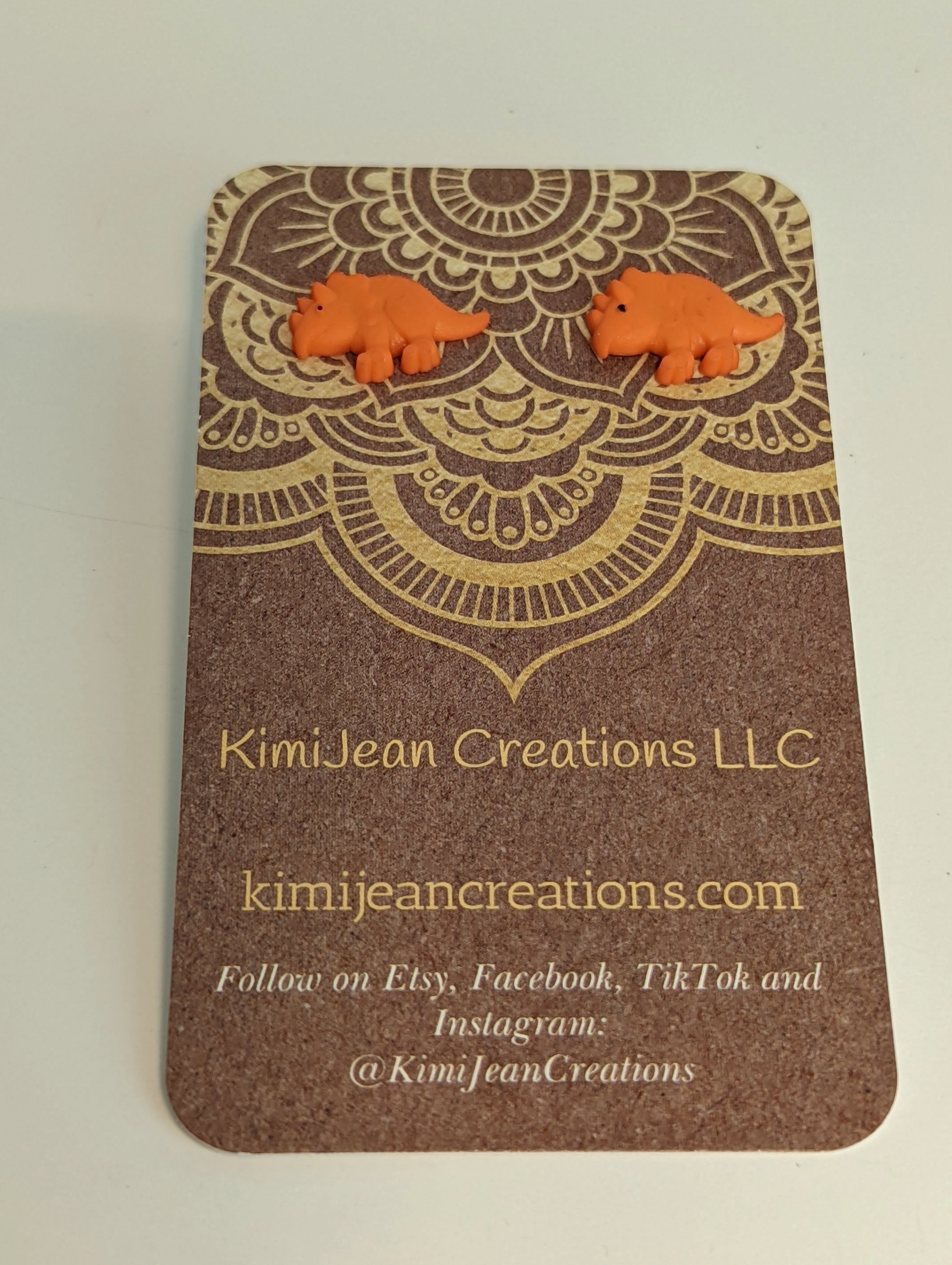 Dinosaur Triceratops Stud Earrings