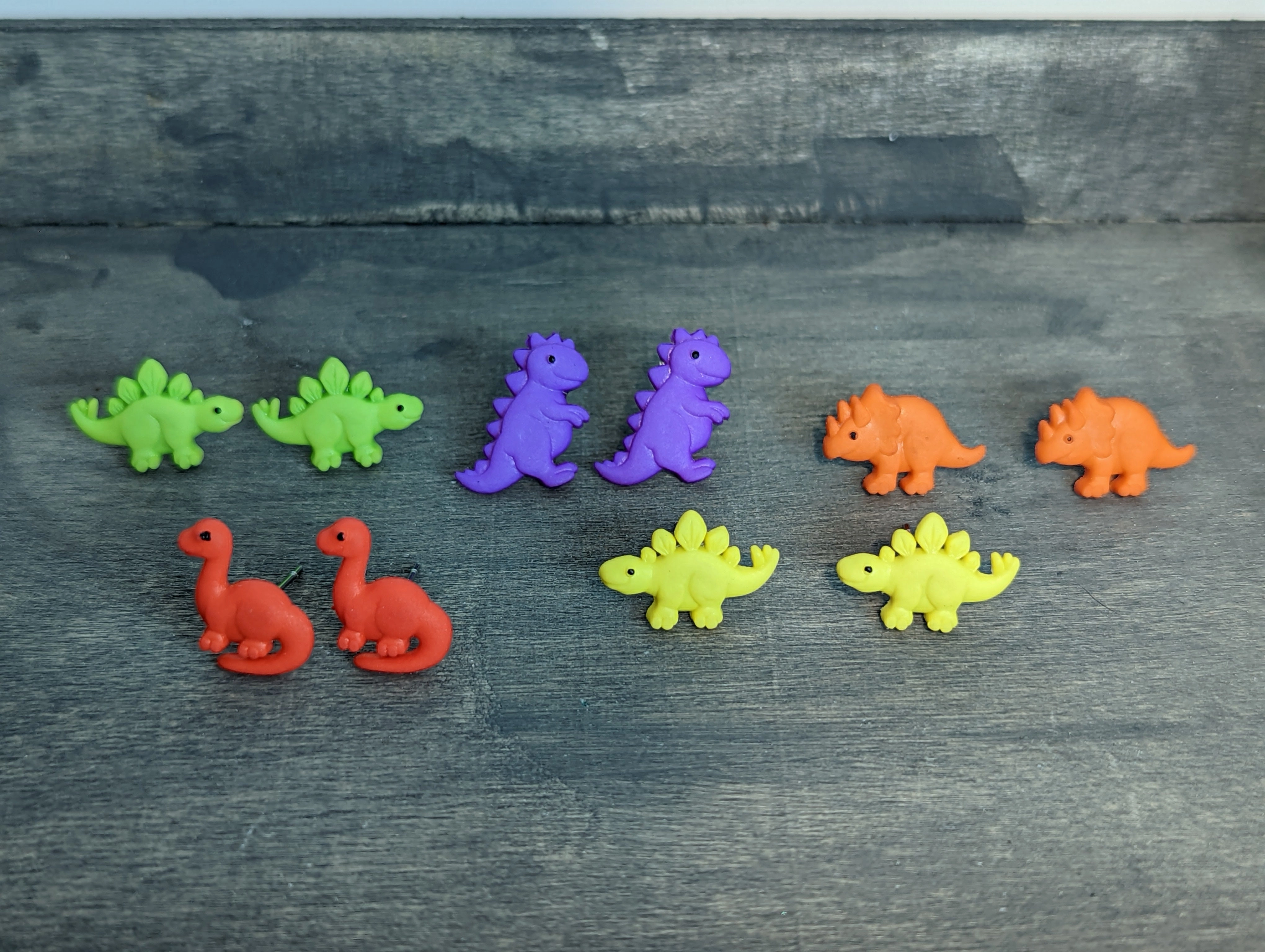 Dinosaur Triceratops Stud Earrings