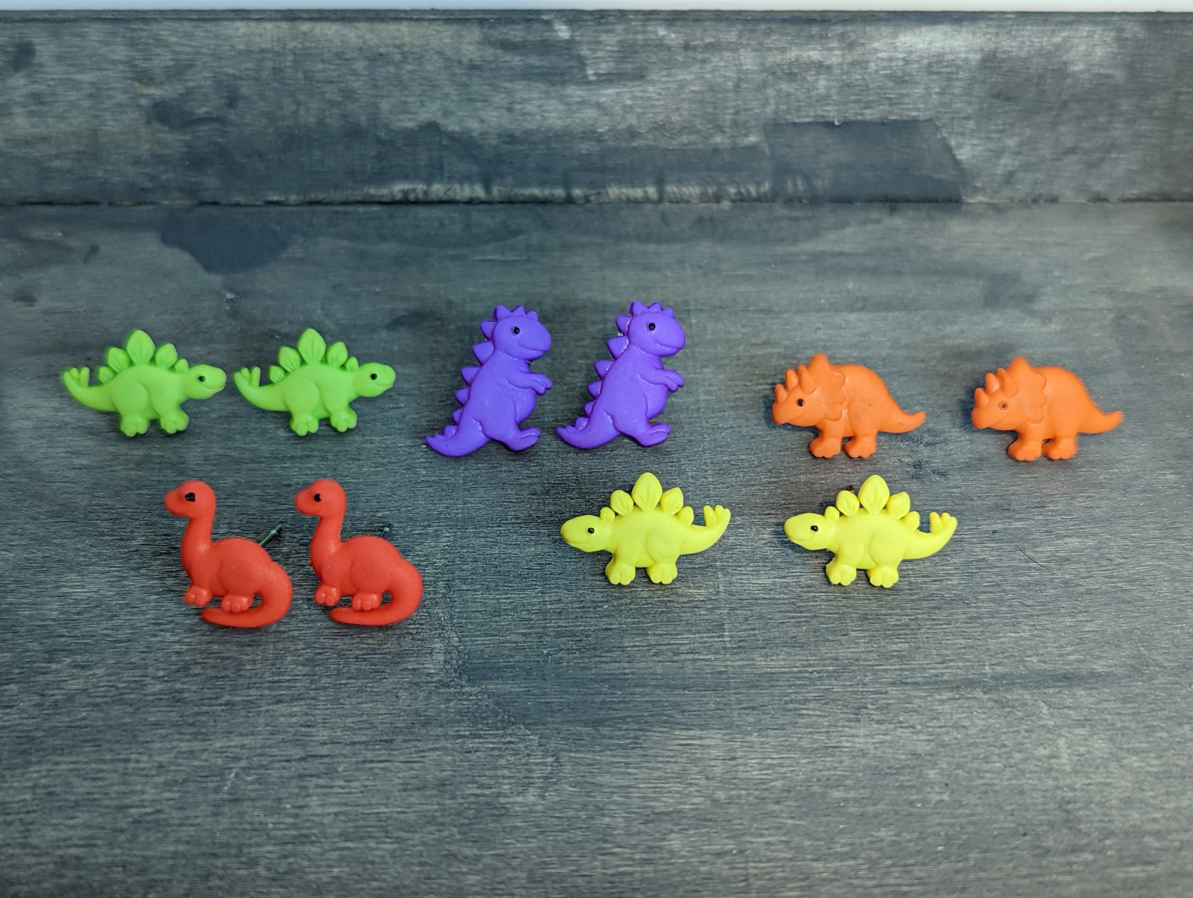 Dinosaur Triceratops Stud Earrings