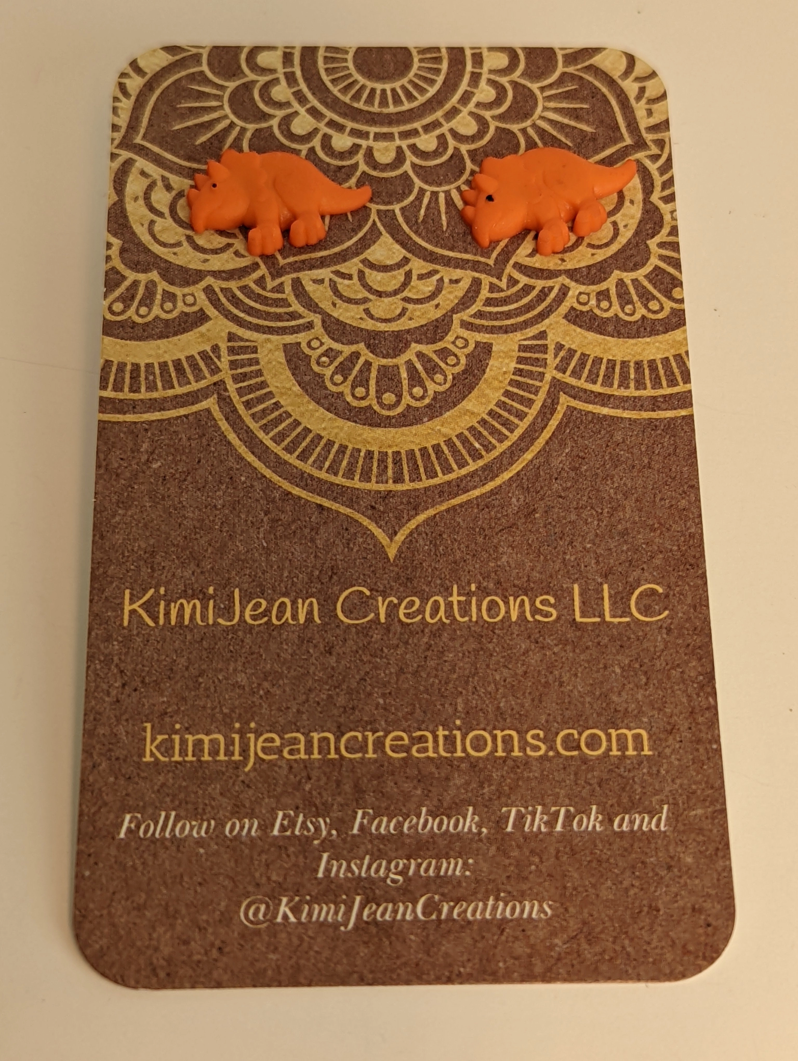 Dinosaur Triceratops Stud Earrings