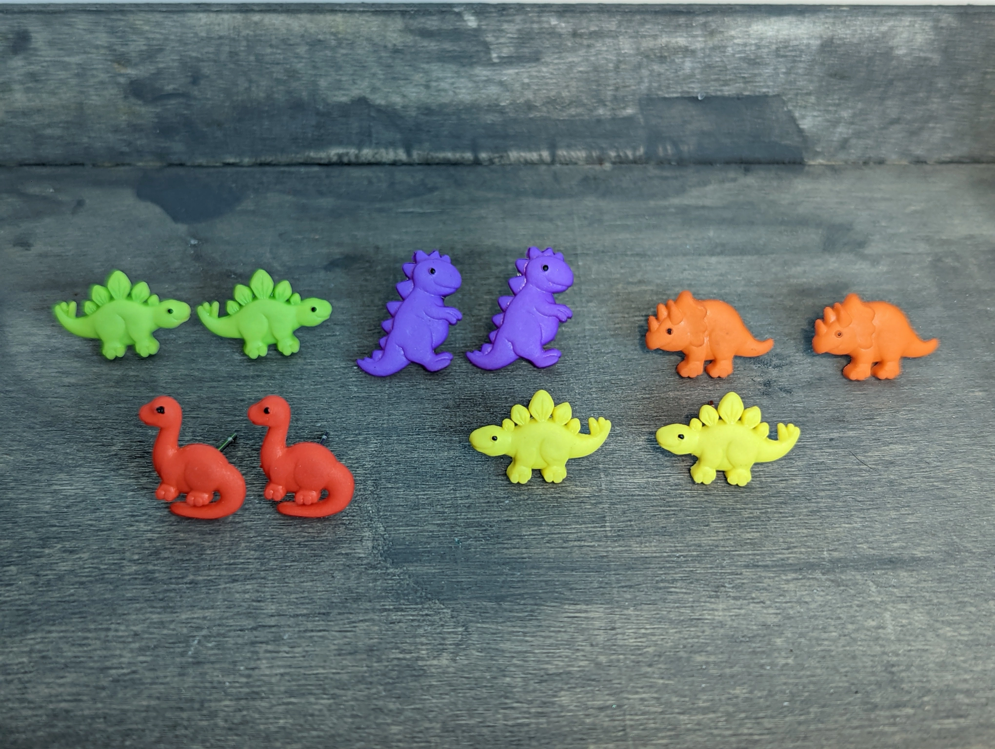 Dinosaur Triceratops Stud Earrings