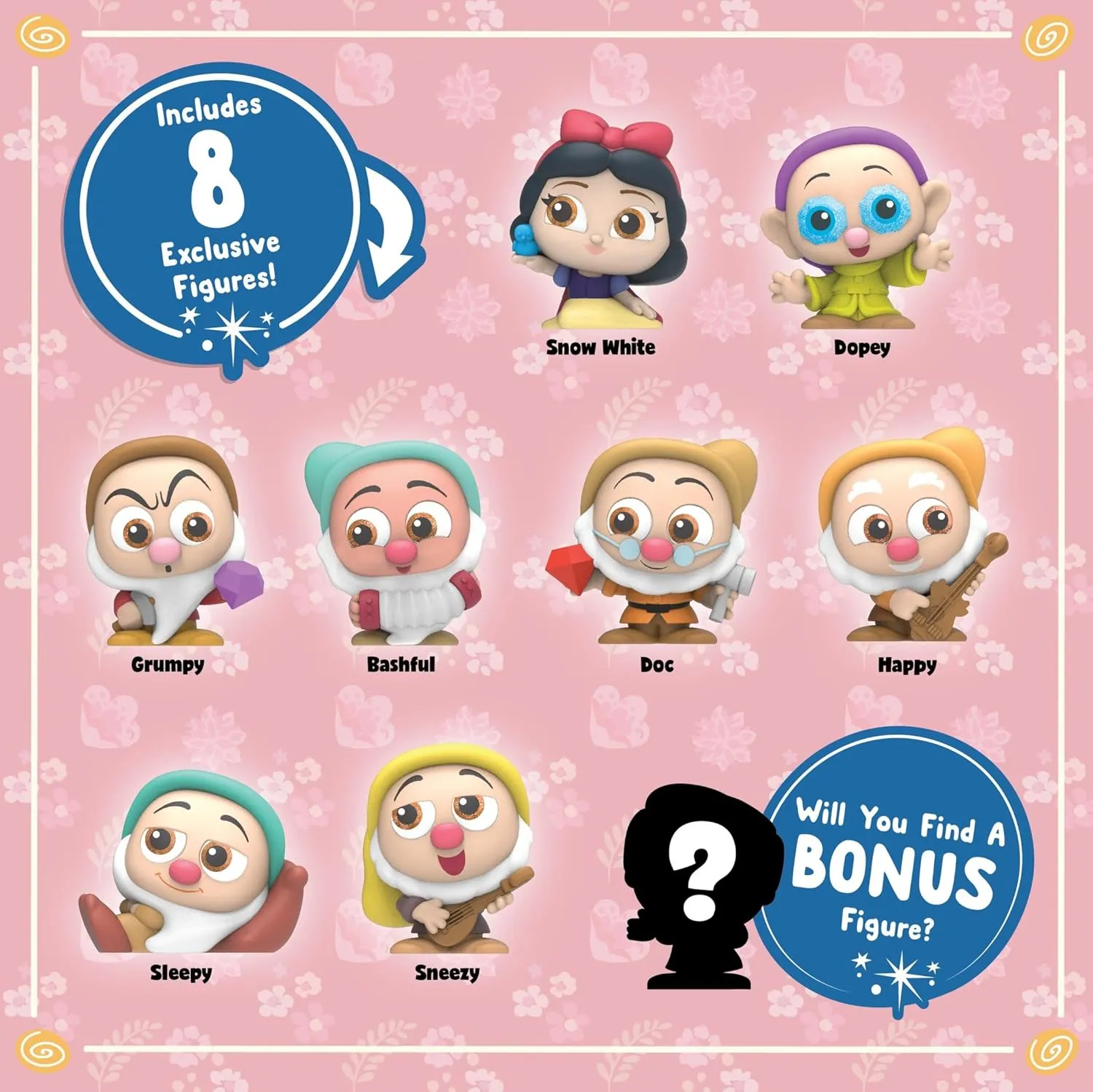 Disney Doorables Snow White Collection Peek, Easter Basket Stuffers, Officially Licensed Kids Toys for Ages 5 Up, Gifts and Presents by Just Play