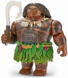 Disney Store Official Maui Talking Action Figure with Light-Up Fish Hook, Sculpted Necklace & Leaf Skirt, Poseable Moana Toys for Kids, Features Movie Phrases & 8 Points of Articulation