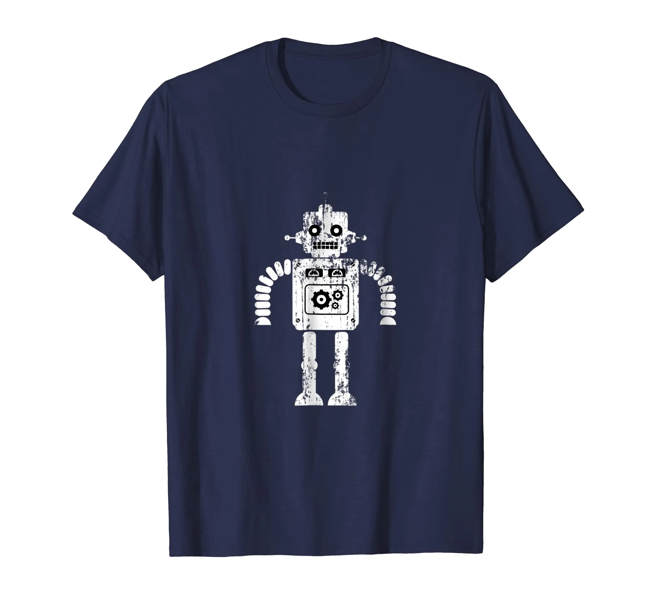 Distressed Retro Robot Dark T-Shirt Mens Womens Kids