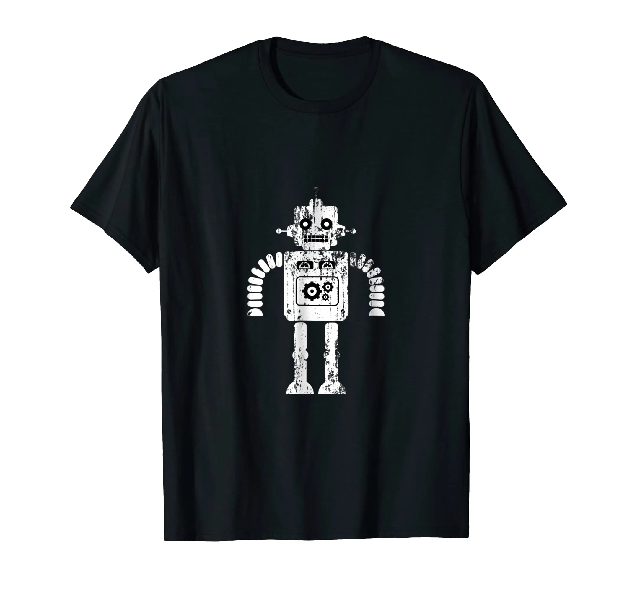 Distressed Retro Robot Dark T-Shirt Mens Womens Kids