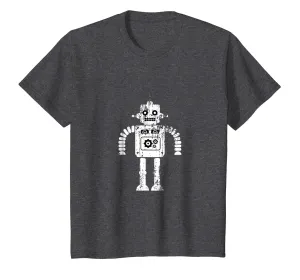 Distressed Retro Robot Dark T-Shirt Mens Womens Kids
