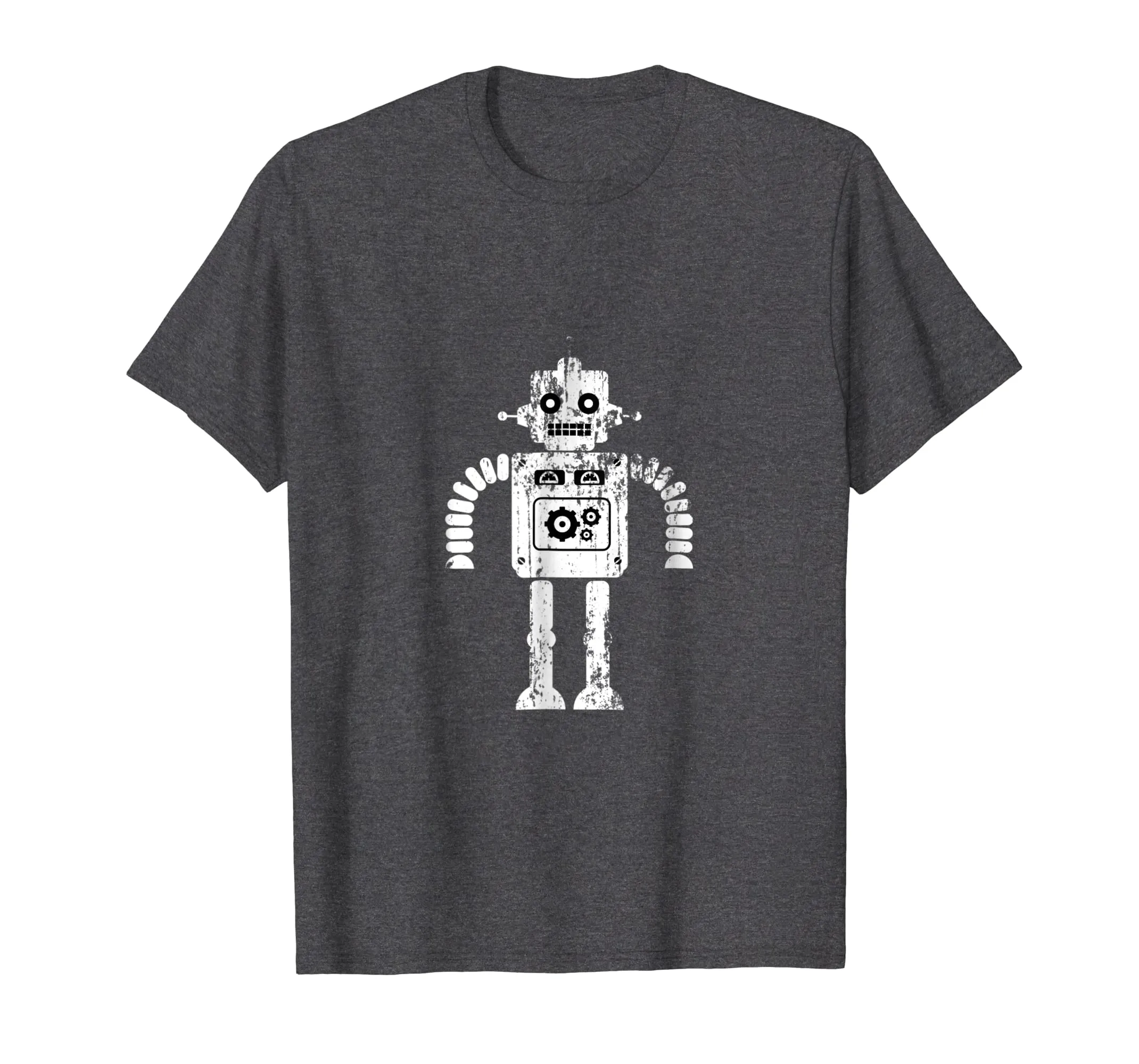 Distressed Retro Robot Dark T-Shirt Mens Womens Kids