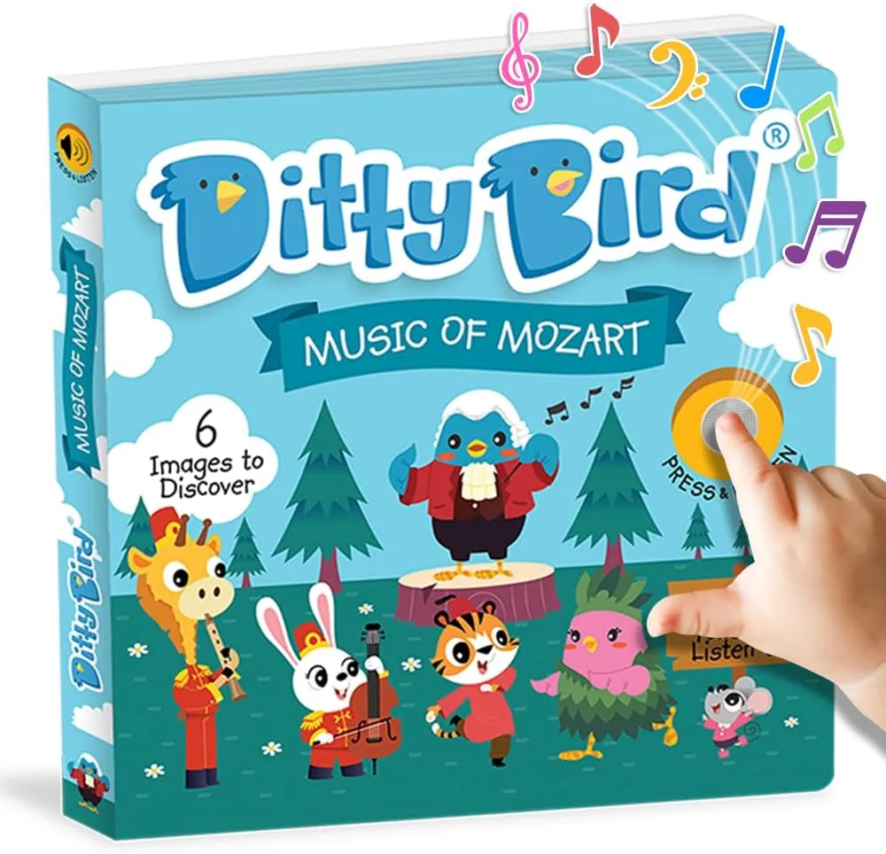 DITTY BIRD Musical Books for Toddlers | Fun Classical Music & Nursery Rhyme Book | Mozart Musical Book | Children's Interactive Toddler Books for 1 Year Old to 3 Year Olds | Sturdy Baby Sound Books