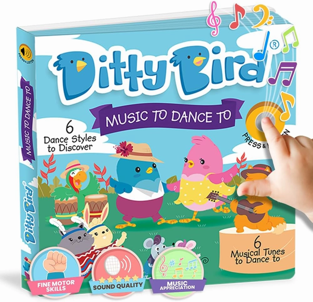 Ditty Bird Musical Books for Toddlers | Electronic Sound Book Dance Edition | Fun & Interactive Toddler Books for 1 Year Old to 3 Year Olds | Sturdy, Sensory Talking Book for Children