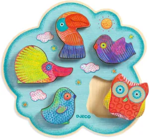 DJECO Toucanco Wooden Puzzle - Educational Puzzle for Toddlers & Kids - Fun & Challenging Activity for Friends & Family - Animal Wooden Toy for Children 1  Year Girls & Boys