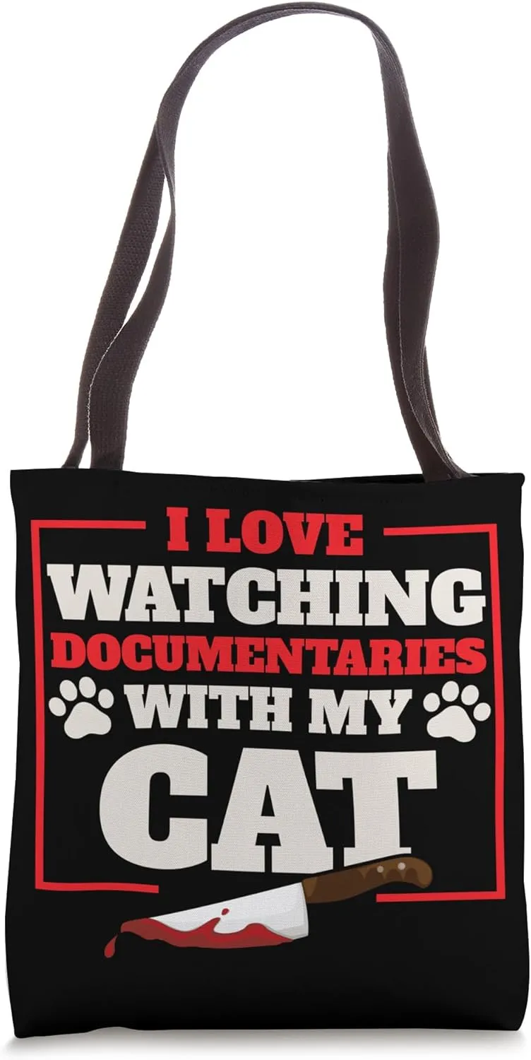 Documentaries Cat Feline Documentary Reality Film Pet Lover Tote Bag