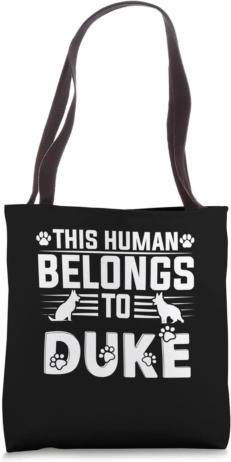 Dog Name Duke Personalised Gift This Human Belongs To a Dog Tote Bag