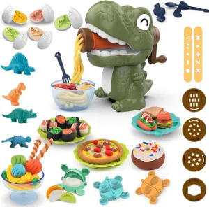 Dough Sets for Kids 2-4, Dinosaur Noodle Maker Toy, Play Set with Dinosaur Modle Eggs, Kitchen Toy Play Clay for Making Noodle Cookies, Gift for 3 4 5 6 7 8 Year Old Boys Girls (Dinosaur)
