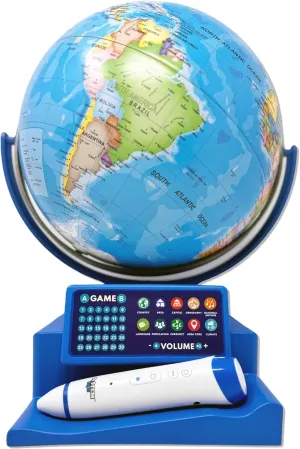 Dr. STEM Toys Interactive Talking Globe with Smart Pen, Game Panel, 300  Geographic Quiz Questions, Touch & Learn, Music, and More - Educational Toy for Kids Ages 6 