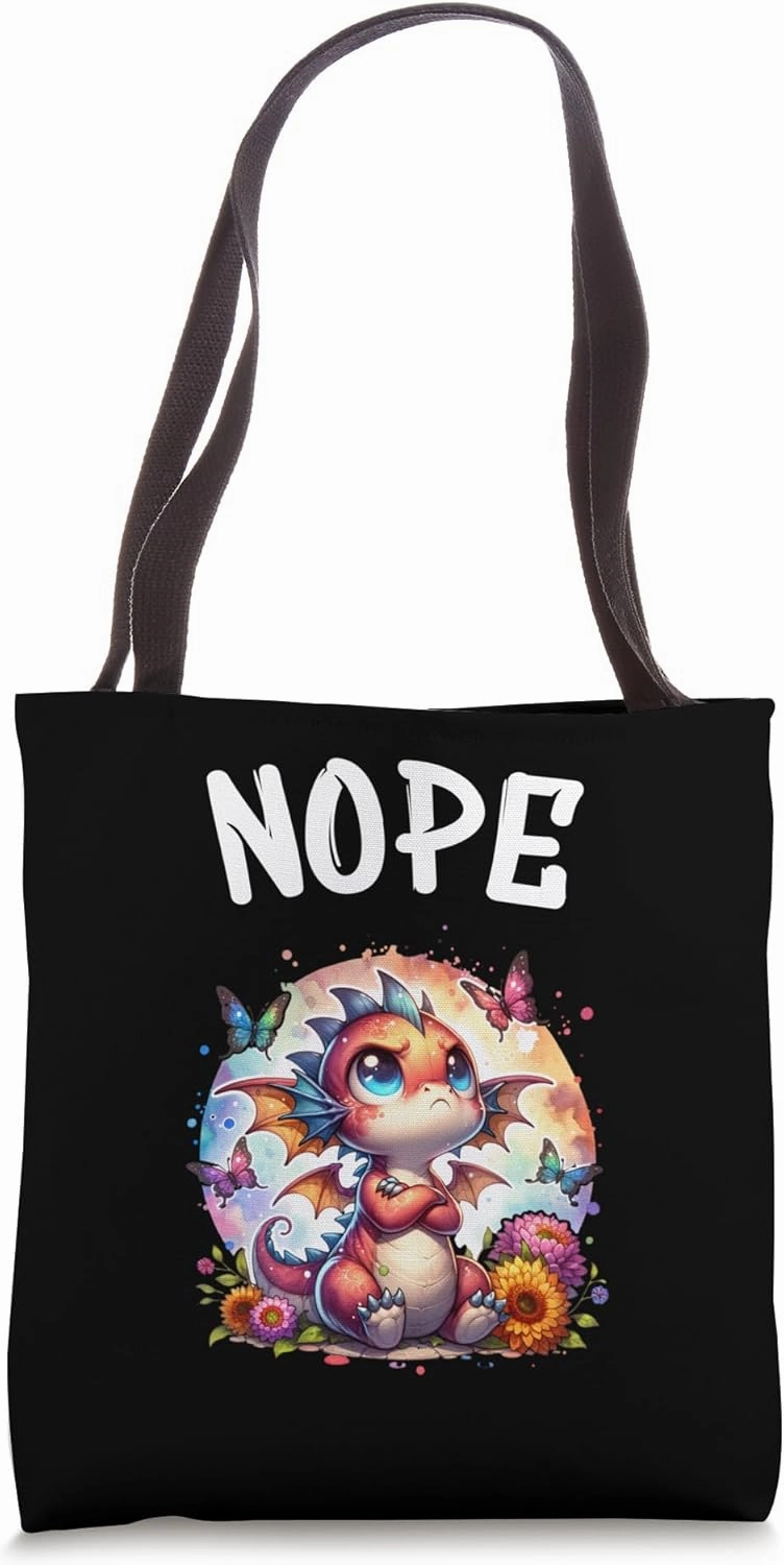 Dragon Funny Saying Nope For Pet and Animal Lovers Tote Bag
