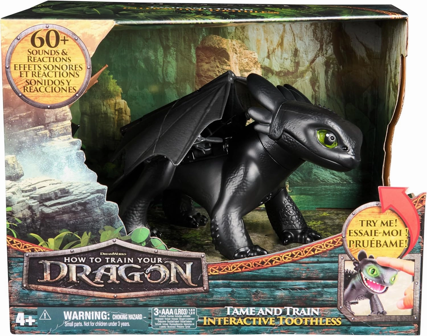 Dreamworks Dragons How to Train Your Dragon, Tame & Train Interactive Toothless with 60 Sounds & Reactions, Kids Toys for Boys & Girls Ages 4 & up