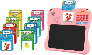 EASEGMER 3 in 1 Educational Learning Toys - 8'' Drawing Tablet and 130 Talking Flash Cards Toddler Writing Tablet and Preschool Learning Activities, Best Gift for Girls/Boys 3-12 Years