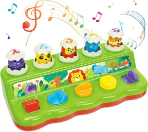Easter Baby Toys 6 to 12 Months, Musical Pop-Up Cause and Effect Toy with Light & Music for 12-18 Months, Learning Educational Infant Toys, Basket Stuffers, Baby Easter Gifts