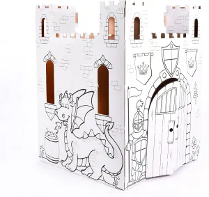Easy Playhouse Fairy Tale Castle - Kids Art and Craft for Indoor and Outdoor Fun, Color, Draw, Doodle – Decorate and Personalize a Cardboard Fort, 32" X 32" X 43. 5" - Made in USA, Age 3 , White
